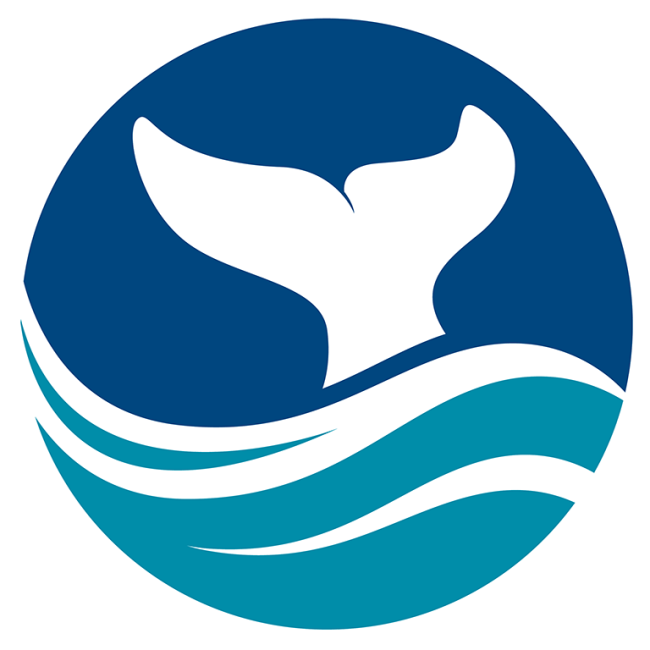 Office of NAtional Marine Sanctuaries logo illustration of whale tale in waves